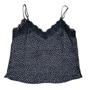 Nordstrom BP Cami Black White Polkadot Lace Trim Cami MEDIUM